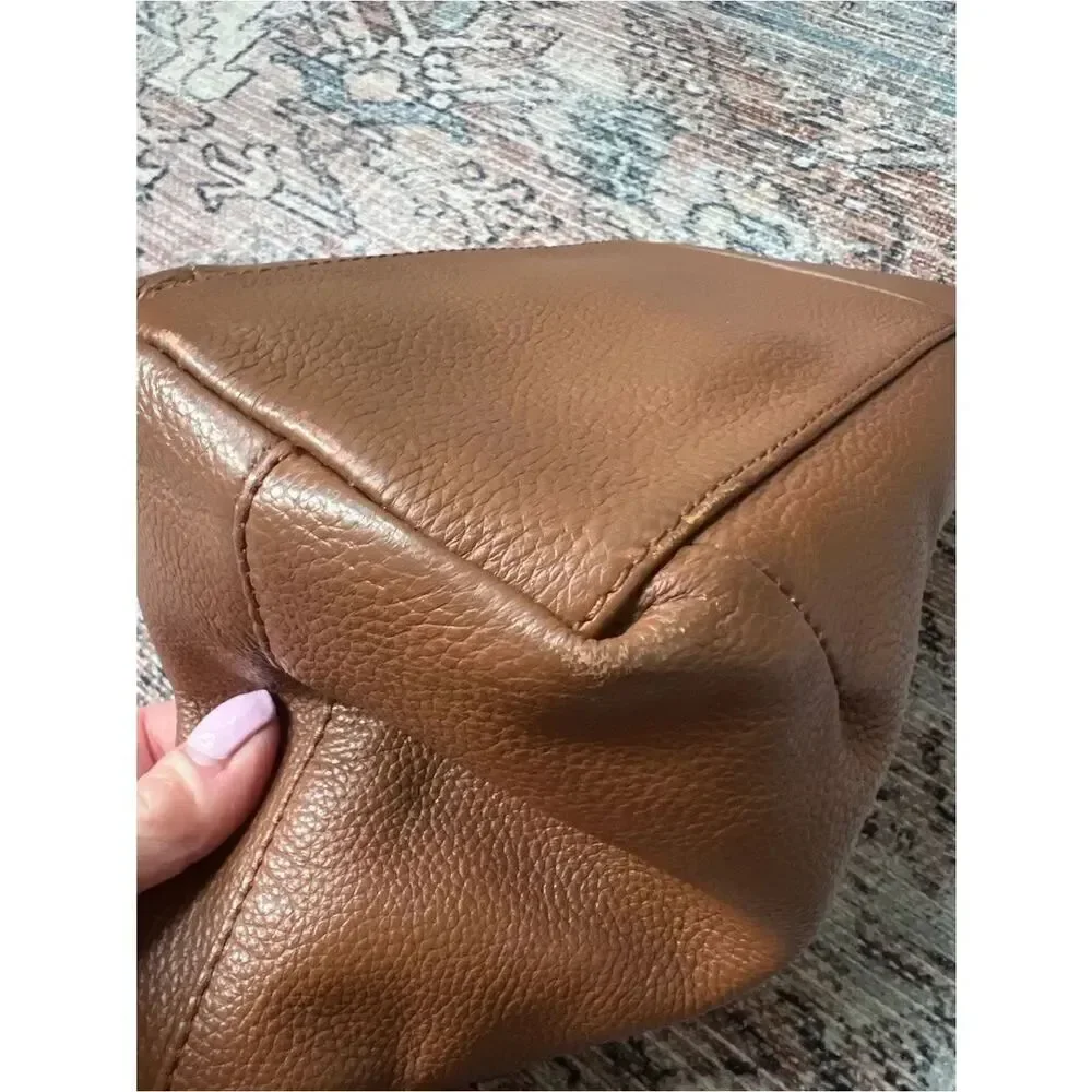 KOOBA Pebbled Leather Hobo Bag Luggage Brown Genuine Leather Purse
